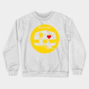 ALL YOU NEED HEART DOG CARAVAN YELLOW Crewneck Sweatshirt